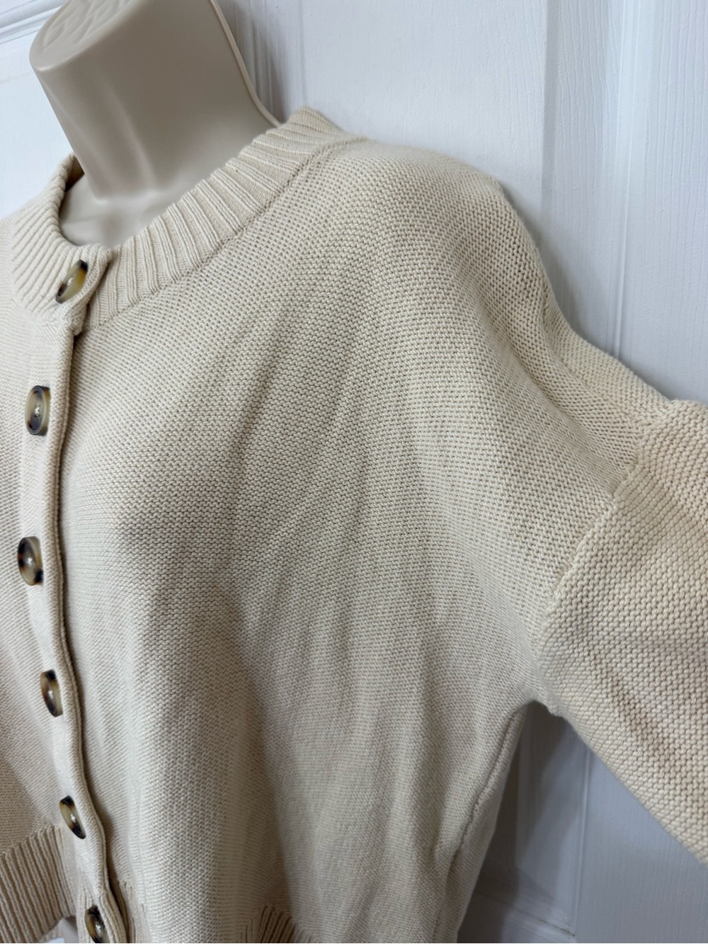 Madewell Broadway Cardigan Sweater Cream 100% Cotton Button Front Size S - Picture 10 of 16